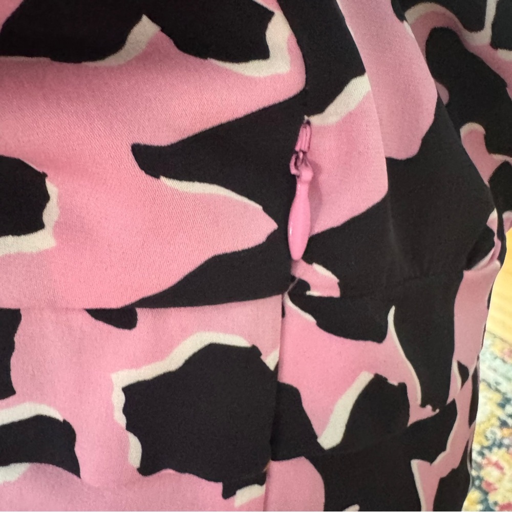 Diane Von Furstenberg Daran Dove Bloom Pink Faux Wrap Stretch Silk Dress - Picture 7 of 11